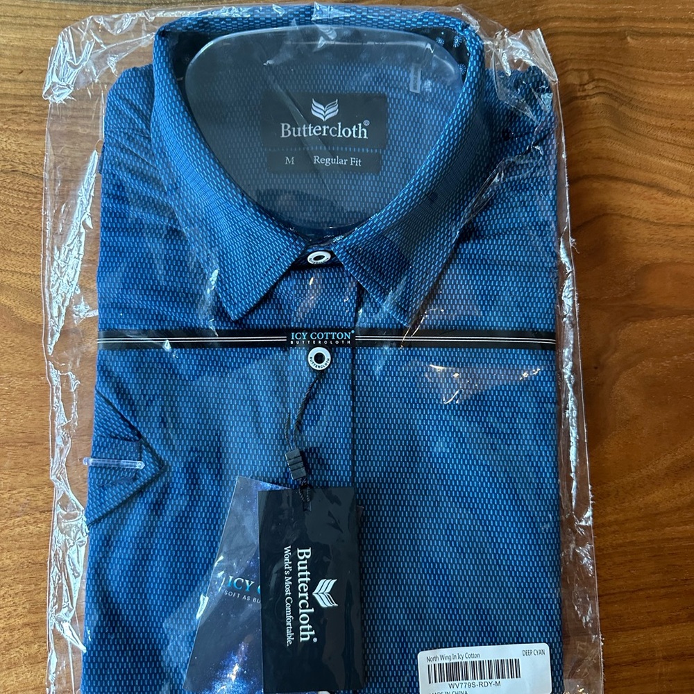 Buttercloth men’s button up polo NWT